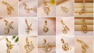 Most Beautiful Gold Alphabet Locket Design 2022/Light weight Gold pendant design/Single Letter Ideas