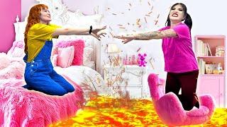 THE FLOOR IS LAVA | HOW DO WE SURVIVE LAVA | EXTREME CRAZY CHALLENGE BY CRAFTY HACKS PLUS