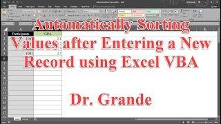 Automatically Sorting Values after Entering a New Record using Excel VBA