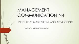 LESSON 1 - THE MAIN MASS MEDIA