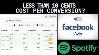 How to get a low cost per conversion - Spotify Marketing FB ads