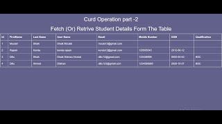 PHP CURD Operations Part - 2 | How To Fetch Data From Table | How To Retrieve Data From Database