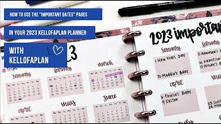 How to Use the IMPORTANT DATE Section in the 2023 Kellofaplan Planner