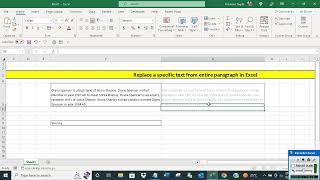 Replace an specific text from entire paragraph in Excel