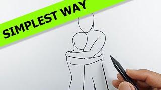 How to draw people hugging | Simple Drawing Ideas