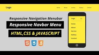 Responsive Navigation Menu Bar using HTML CSS and JAVASCRIPT | CSS Media Query | Responsive Navbar
