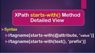 How To Use starts-with() Method In XPath Selenium WebDriver || Java