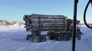 Вывозка леса Зимой Тащу гусянку Гора "Полюдов Камень" Урал лесовоз