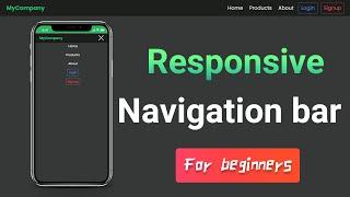 Responsive Navigation Bar with mobile menu Using HTML & CSS