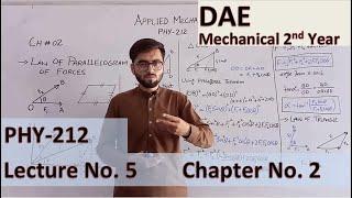 Lec. 5 | Applied Mechanics | Law of Parallelogram of Forces | Phy  212 | DAE Mech. 2nd Year |