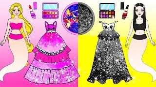 Maquillaje Y Vestimenta Rosa Y Negro Pinkfong Y Marie Cat Makeover - Manualidades De Papel DIY