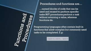 AQA GCSE Computer Science: Procedures and Functions - Topic 4 [OLD COURSE]