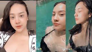 Anya Geraldine Berenang Live di Kolam Renang