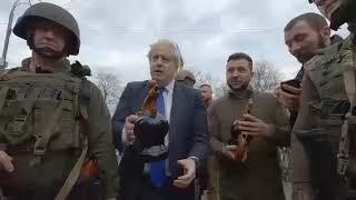 UK PM Boris Johnson walks round Kyiv, from President's House to Khreshchatyk & Heavenly 100 memorial