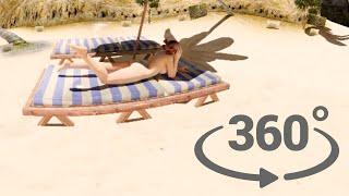 360 VR Girl resting on the beach