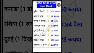 विदेशी पैसों की भारत में कितनी कीमत हैhow much rupee of foreign currency in india #gk​​ #money​​