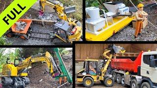 Cliff blasting and securing, RC rail excavator Case CX85 AMT group. Ausa Dumper. Scania Truck. FULL