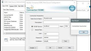 MySQL - Set up a connection to MySQL database using ODBC Data Source Administrator