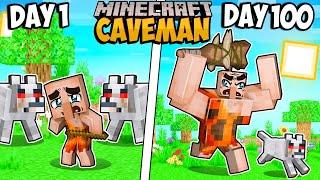 I Survived 100 Days as a CAVEMAN in Minecraft