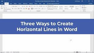 Three Ways to Create Horizontal Lines in Word 2019