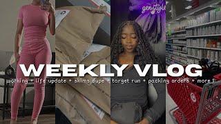 WEEKLY VLOG | LIFE UPDATE, working, skims dupes, target run, packing orders + more!  (ft.hairspells)