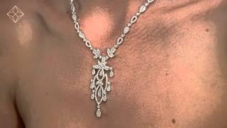 D3402 Diamond Necklace Vintage Pyrus 9.00CT H/SI Diamonds in 18K White Gold