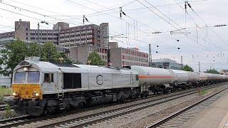 Freight train: class 247 "Class" 066 with tank car in Munich-Heimeranplatz