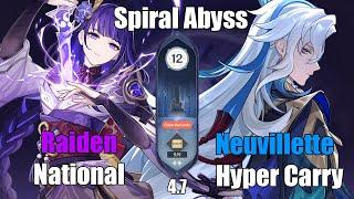 Raiden Shogun  & Neuvillette  Spiral Abyss 12 | Genshin Impact 4.7