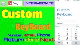 IOS , Swift , Tutorial,  Part 1,  Custom Keyboard + Return button - UITextField  programmatically