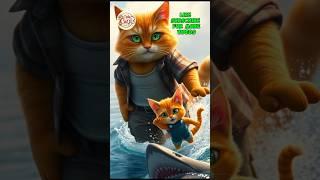 Daddy Cat Saves Kitten from Dangerous Shark! | Heartwarming Rescue Story in English #shorts