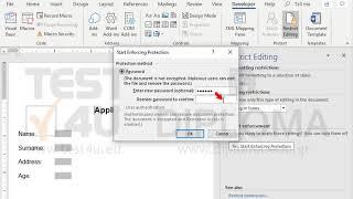 Protect the form fields of the document using cert4u as password.