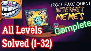 Troll Face Quest Internet Memes All Level (1-32) Solutions Android