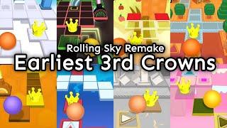 (Rolling Sky Remake) 20 Earliest 3rd Crowns in GDFlutter's RSR Levels