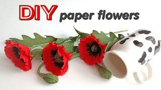 Реалистичные Маки из гофрированной бумаги/ DIY/ Paper flowers/ Easy way/ Crepe paper field poppies.