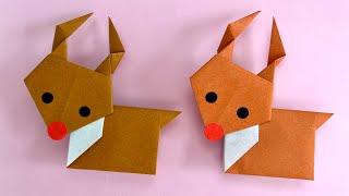 【クリスマス 折り紙】簡単 可愛い トナカイ 折り方 【Origami Christmas】How to make a Easy Cute Reindeer Paper Craft DIY