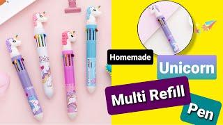 DIY Unicorn Multi Refill Pen / How to make Multi Color Pen at home / DIY 5 in 1 Pen / Multi Ink Pen