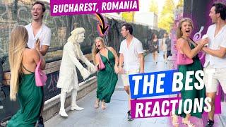 New Top Reactions 2024  By The Human Statue Prank, Beautiful Girls in Bucharest, Romania
