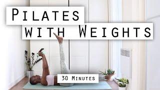30min Pilates with Weights | Total Body workout | Tone, Strengthen, Lengthen |