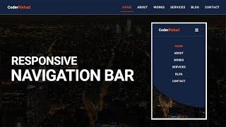 Responsive Navigation Menu Bar Design using HTML CSS & jQuery | CoderRishad