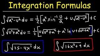 Integration Formulas For Trig Substitution