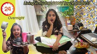 Living in my BALCONY for 24 HOURS|*overnight*gopsvlog