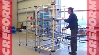 Transfer Cart with Hand Lever for Releasing Container