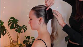 ASMR perfectionist hair styling- wax stick, sectioning, hair fixing on Kristina