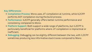 Differences between Mono and IL2CPP in Unity.