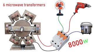 I make 220v electric Generator from 6 Microwave Transformers