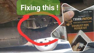 How to fix a hole in Exhaust pipe with Tiger Patch kit.#diy #exhaustsystem #subaru #exhaustsound