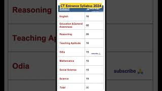 Odisha CT  Entrance Syllabus &Exam Pattern 2024 #ctexam2024 #syllabus #shorts