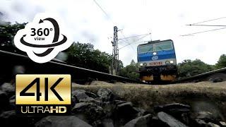 360° camera under fast train (4K)