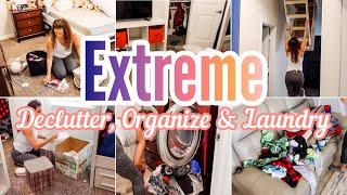 DECLUTTER, ORGANIZE + TONS OF LAUNDRY! | EXTREME CLEANING MOTIVATION 2022