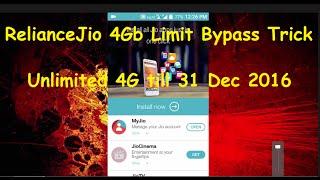 Jio 4Gb Limit Bypass Trick | Unlimited Reliance 4G till Dec 2016